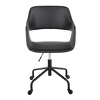 Contemporary Adjustable Office Chair in Black Metal and Black Faux Leather - Grand Goldman