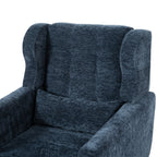 Modern Accent Chair,Chenille Arm Chairs for Living Room,Upholstered Mordern Armchair,Comfy Soft Padded Lounge Chair in Small Space, Bedroom, w/Pillow, Solid Wood Leg (Dark Blue) - Grand Goldman Shop