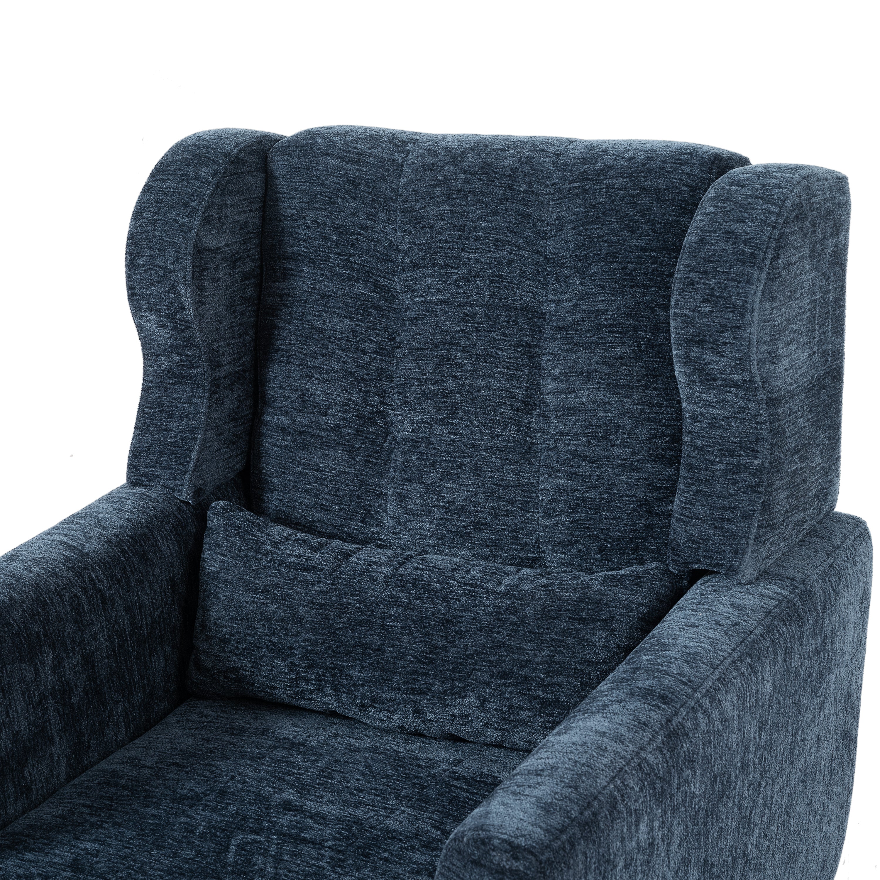 Modern Accent Chair,Chenille Arm Chairs for Living Room,Upholstered Mordern Armchair,Comfy Soft Padded Lounge Chair in Small Space, Bedroom, w/Pillow, Solid Wood Leg (Dark Blue) - Grand Goldman Shop