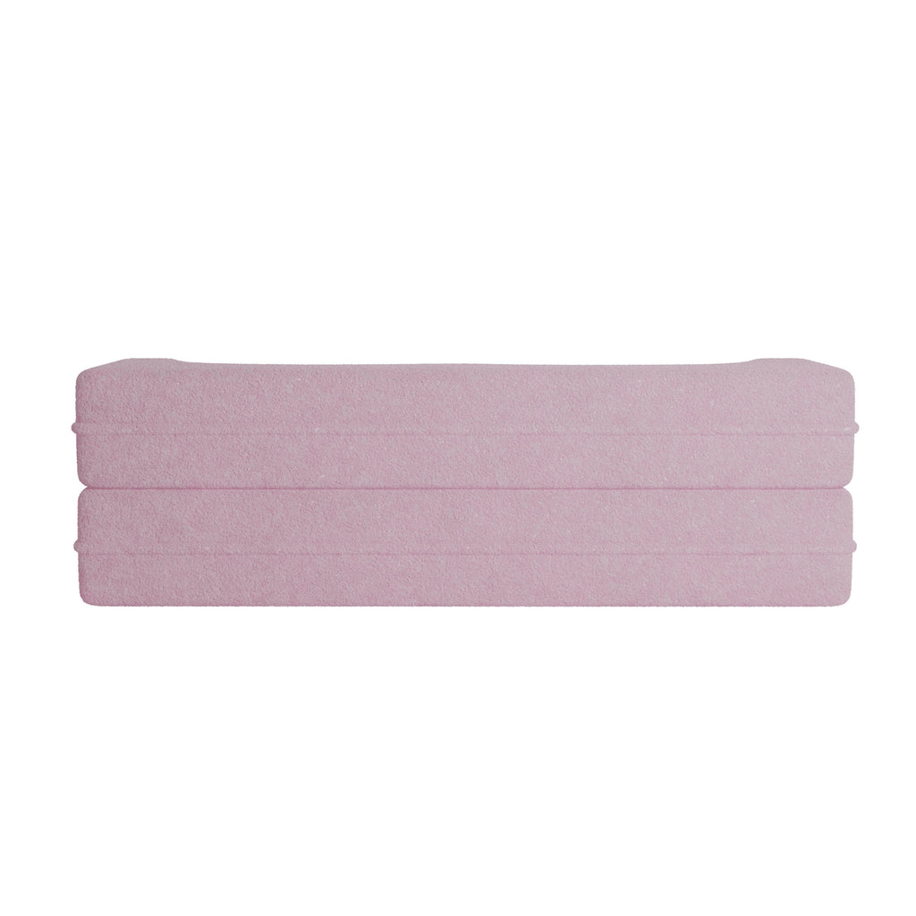 Modern Floor Sofa with 2 Pillows,Convertible Teddy Fabric Foam Filled Sleeper Sofa Bed,15 ' Full Size Folding Mattress for Living Room,Guest Bed,Playroom,No Assembly Required,Pink - Grand Goldman Shop