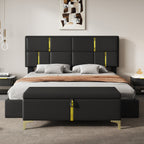 2-Pieces Bedroom Sets,Queen Size Upholstered Platform Bed with Hydraulic Storage System,Storage Ottoman with Metal Legs,Black(Old SKU:N733S207778B) - Grand Goldman Shop