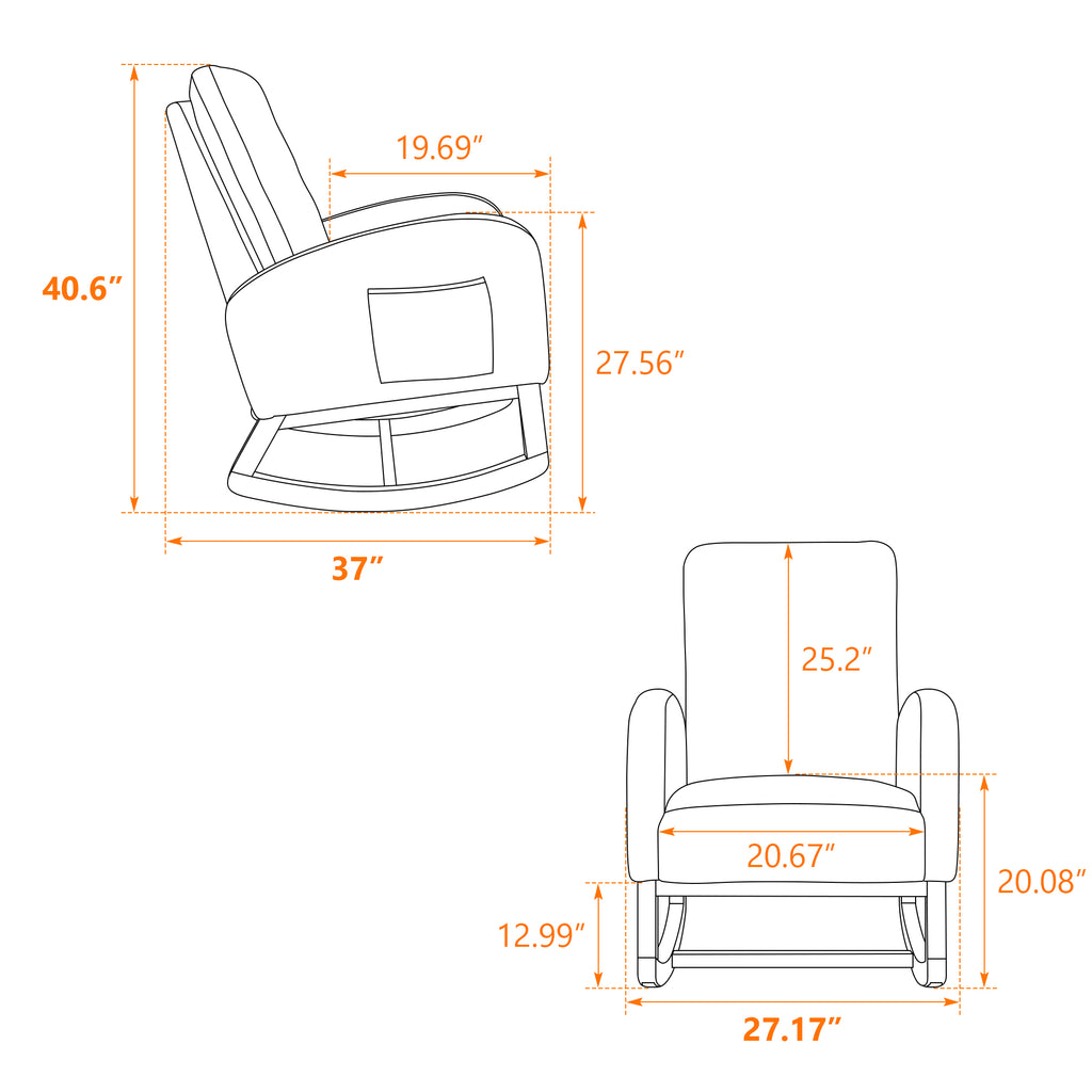 27.2'W Rocking Chair for Nursery, Sherpa Glider Chair with High Back and Side Pocket, Rocking Accent Armchair with Rubber Wood Legs for Living Room/Bedroom.Pink - Grand Goldman Shop
