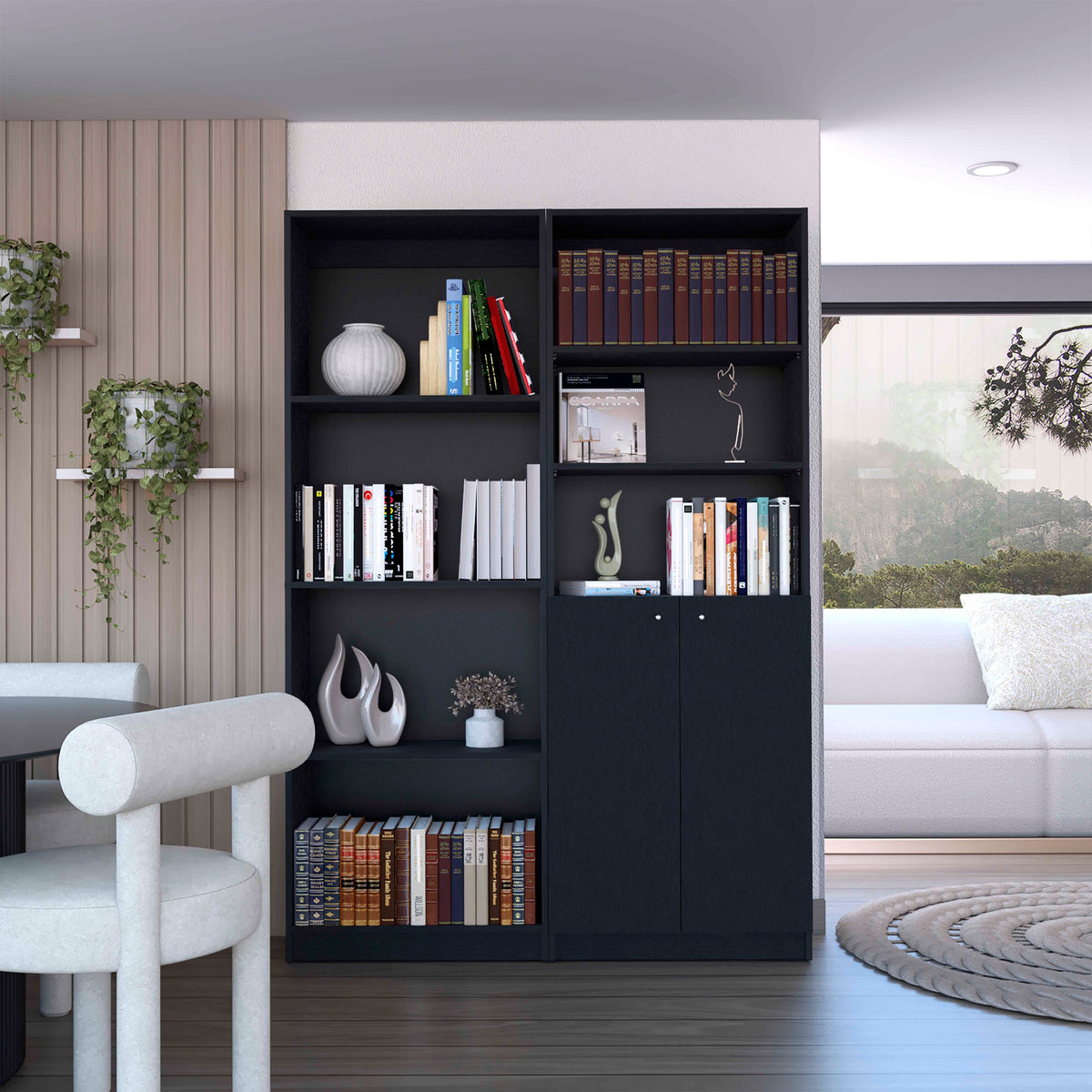 Dupree 2 Piece Home Bookcase set, 49' Wide with 9 Shelves ,  Living Room  Black | Premium Home Decor - Grand Goldman