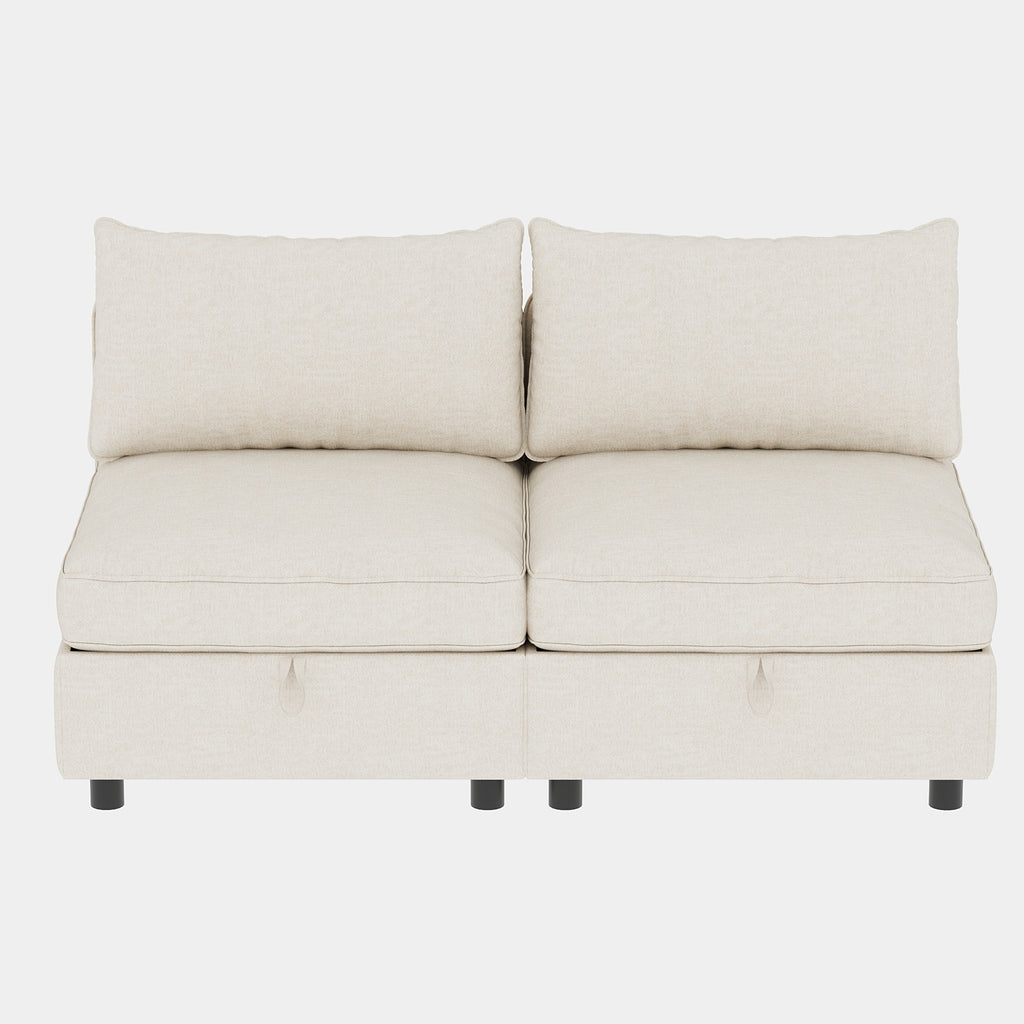 Armless Seat for Modular Sectional Sofa, Convertible Sofa Seat With Storage, Sleeper Sectional Sofa Set, Fabric Flexible Modular Combinations for Living Room(2PCS) - Grand Goldman Shop