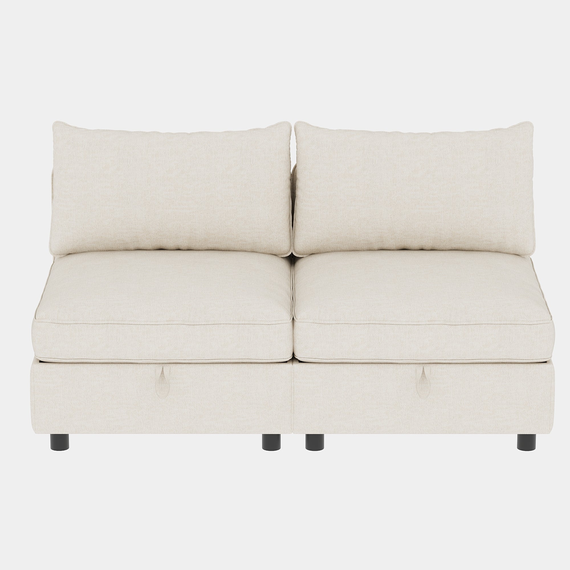 Armless Seat for Modular Sectional Sofa, Convertible Sofa Seat With Storage, Sleeper Sectional Sofa Set, Fabric Flexible Modular Combinations for Living Room(2PCS) - Grand Goldman Shop