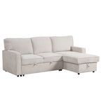 U_STYLE Upholstery Sleeper Sectional Sofa with Storage Space, USB port, 2 cup holders on Back Cushions(same sku; WY000335AAA) - Grand Goldman Shop
