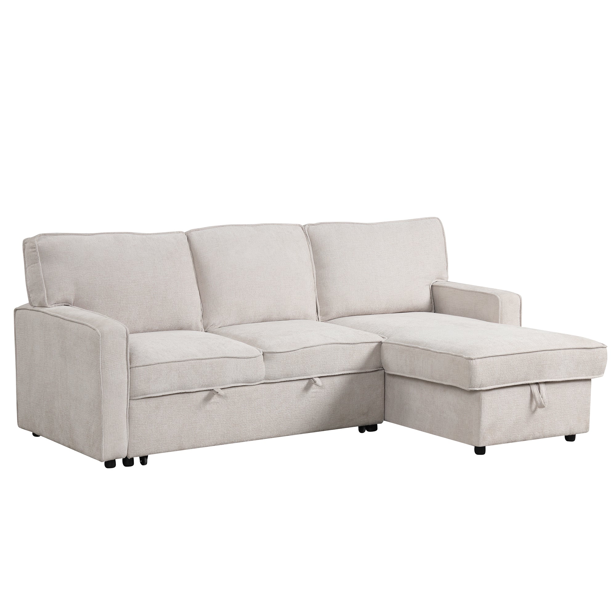 U_STYLE Upholstery Sleeper Sectional Sofa with Storage Space, USB port, 2 cup holders on Back Cushions(same sku; WY000335AAA) - Grand Goldman Shop