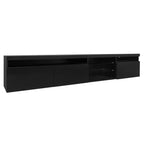 Unique Design TV Stand with 2 Glass Shelves, Ample Storage Space Media Console for TVs Up to 105', Versatile TV Cabinet with LED Color Changing Lights for Living Room, Black (OLD SKU: WF314584AAB) - Grand Goldman Shop