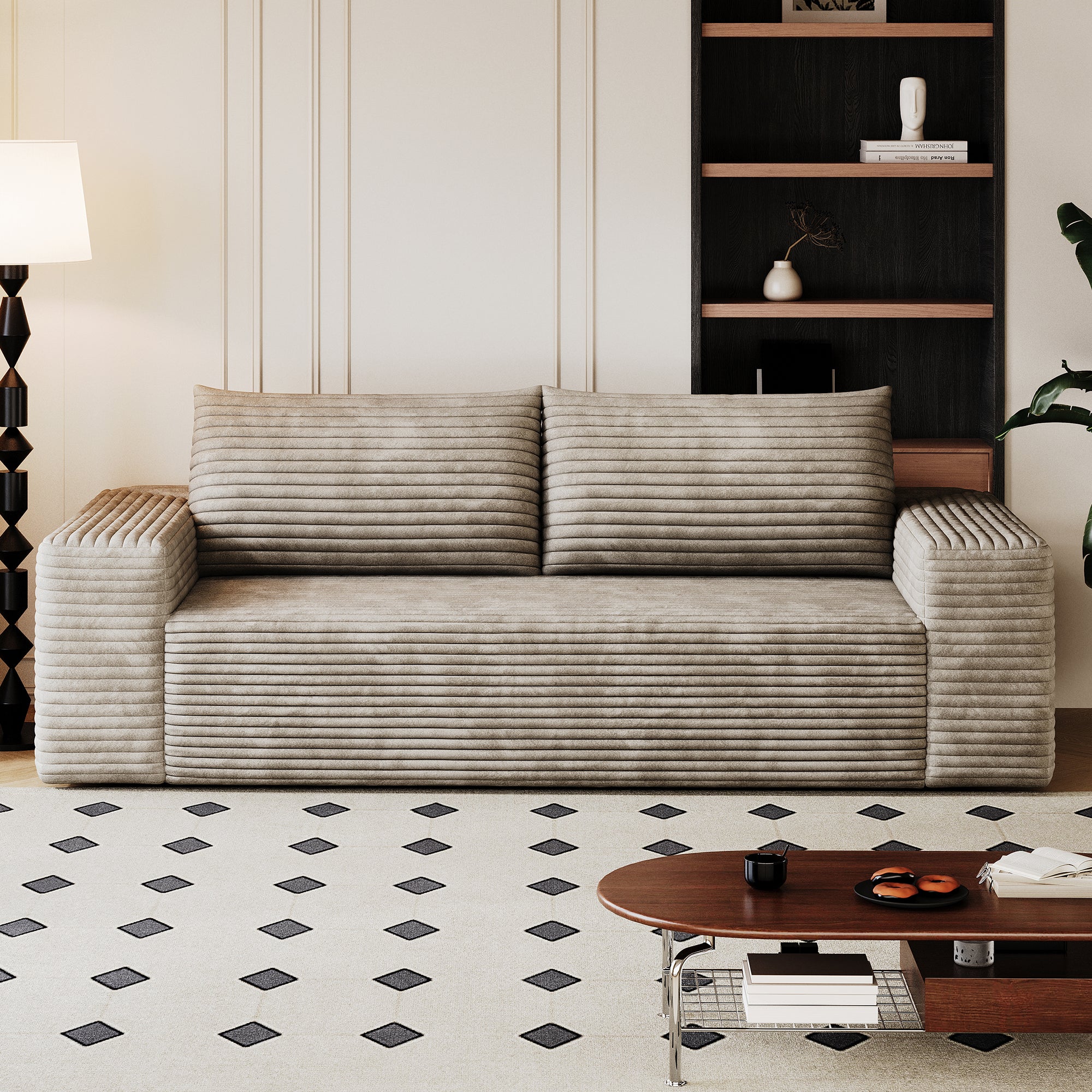 71' 3Setaser Sofa,Corduroy Fabric,Deep Seat Couches,Comfy Loveseat Sofa,No Assembly,1pcs for Living room, Bedroom,Conference room ,Apartment,Camel - Grand Goldman Shop