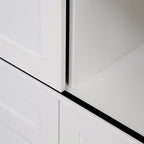 Tall Bedroom Armoire Wardrobe Closet Clothing Storage Cabinet with Hanging Rod Barn Door Drawers Open Shelves - Grand Goldman Shop
