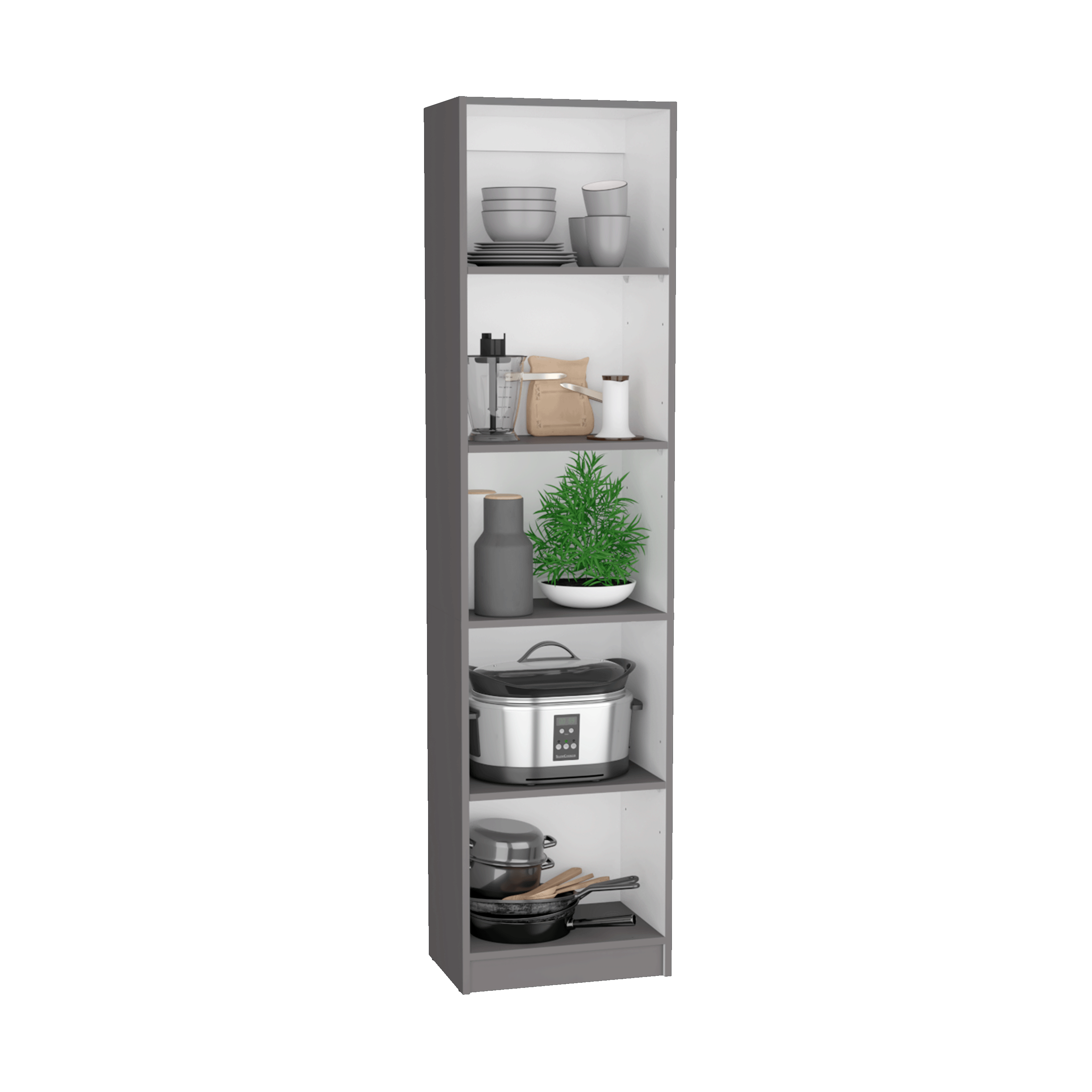 Davie 3 Piece Home Bookcase set, 60' Wide with 14 Shelves ,  Living Room Set Set Matt Gray - White - Grand Goldman