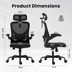 Ergonomic Office Chair, Home Office Desk Chair with Headrest, High Back Computer Chair with Armrests and Adjustable Lumbar Su