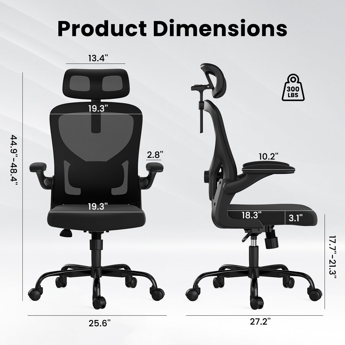Ergonomic Office Chair, Home Office Desk Chair with Headrest, High Back Computer Chair with Armrests and Adjustable Lumbar Su