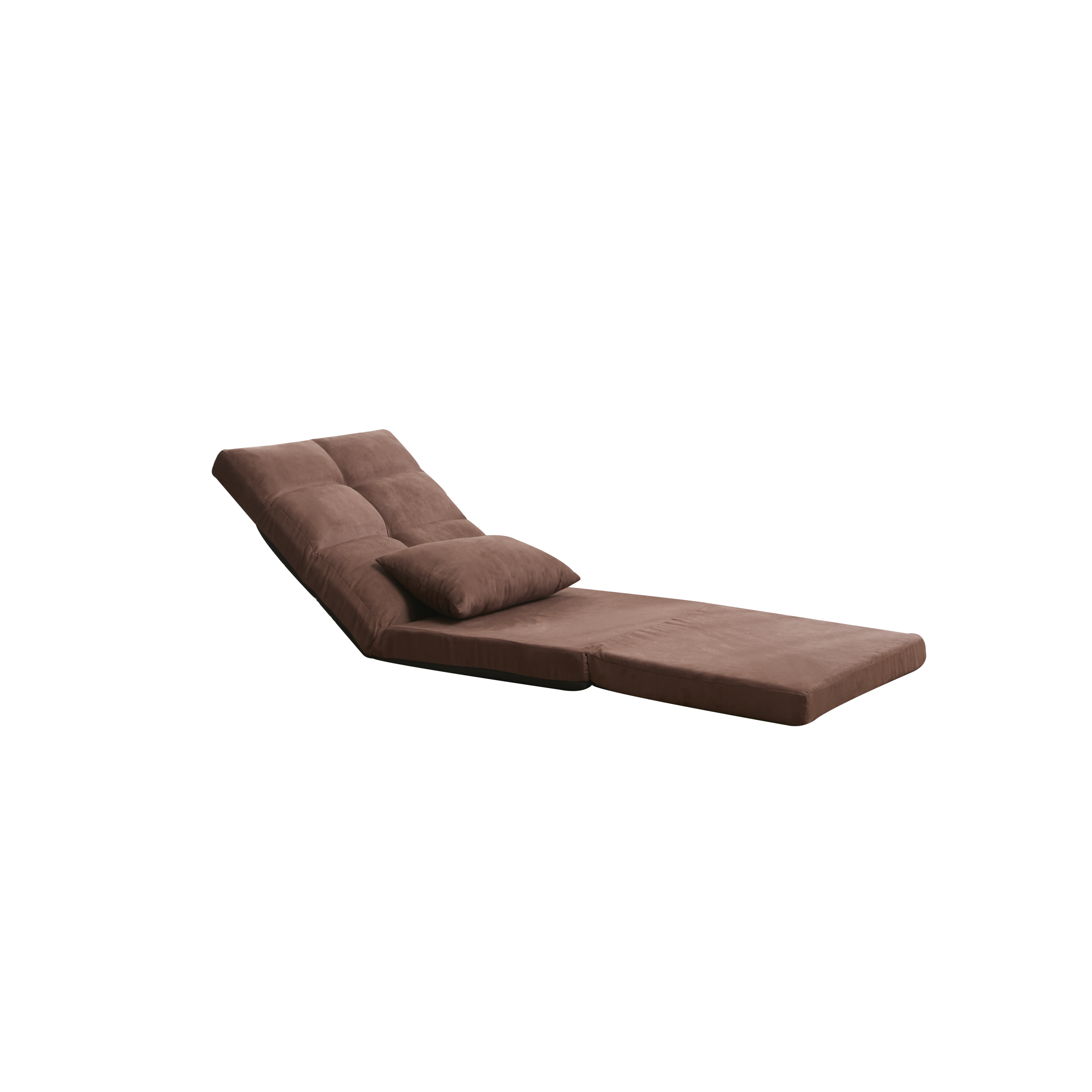 Modern Triple Fold-Down Brown Metal Frame Sofa Bed with 5 Reclining Positions and Pillow – Adjustable Upholstered Floor Couch for Gaming or Guest Room - Grand Goldman Shop