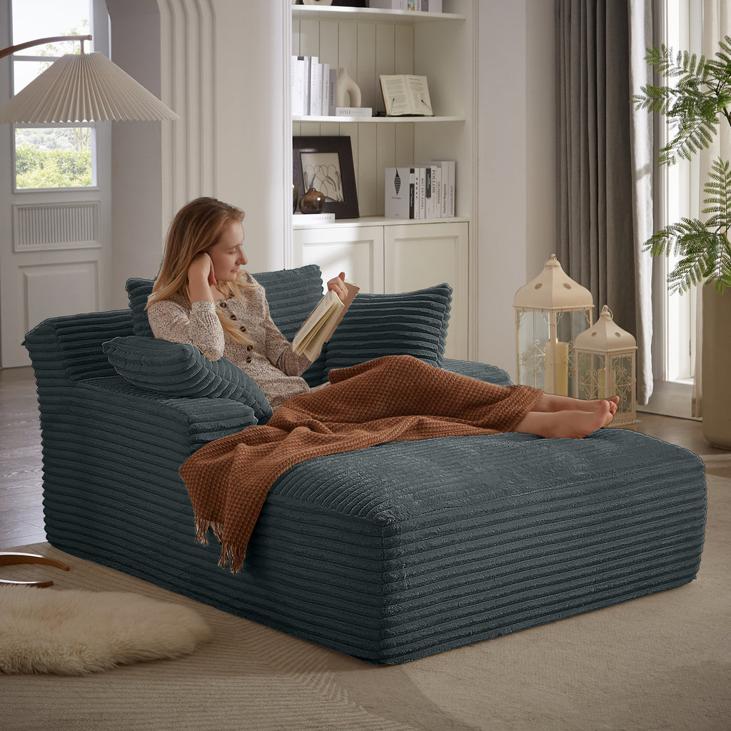 Oversized Chaise Lounge Chair Indoor, Corduroy Upholstered Modern Sofa Couch,No Assembly Required,Comfy Sleeper Sofa for Living Room,Office - Grand Goldman Shop