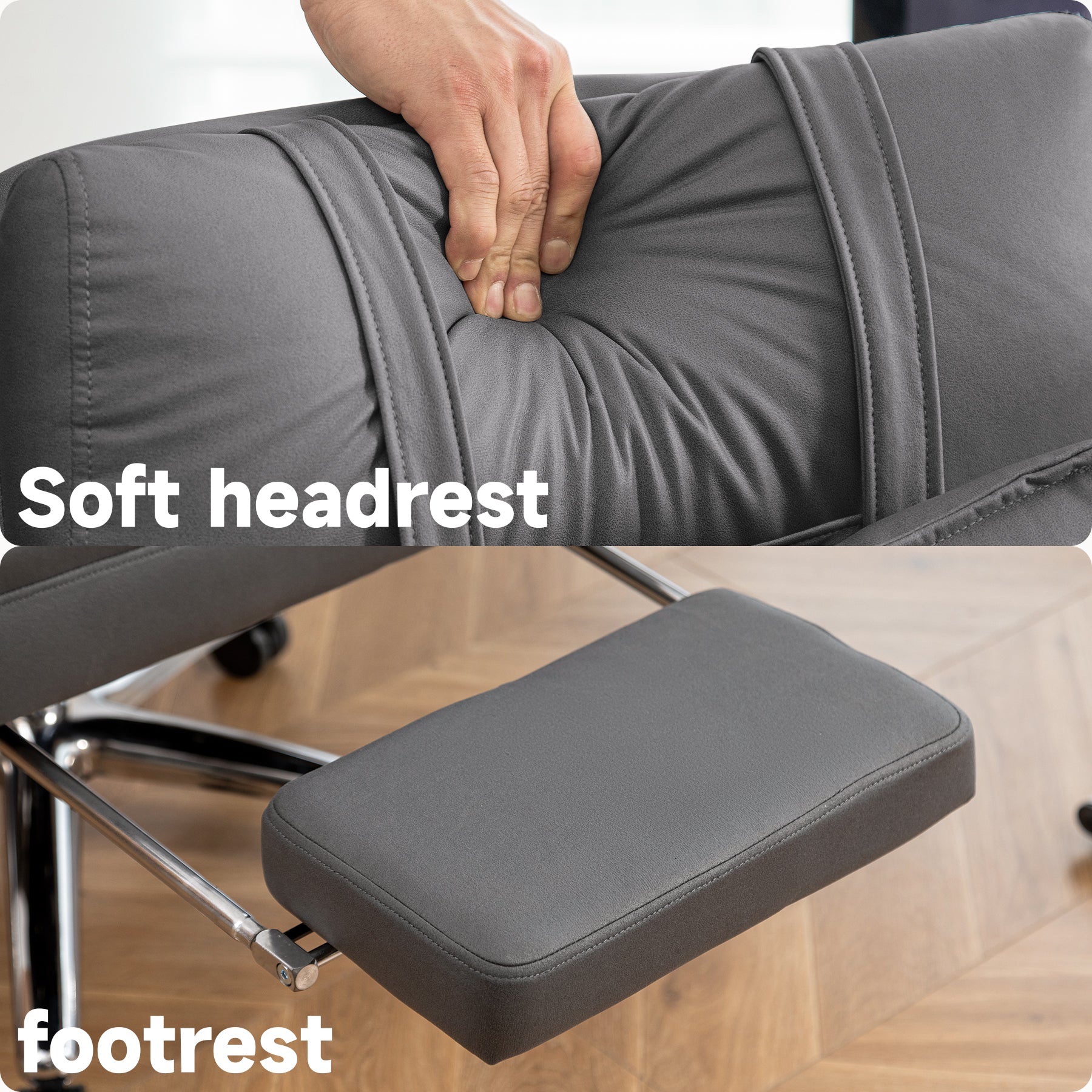 Swivel Ergonomic Office Chair, Technology Leather  High Back Office Chair with Lumbar Support Headrest, Sedentary Comfortable