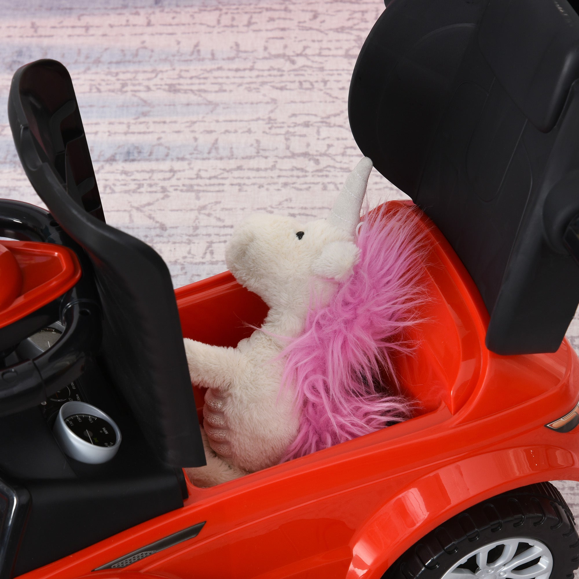 Aosom 2 In 1 Push Cars for Toddlers Kid Ride on Push Car Stroller Sliding Car with Horn Music Light Function Secure Bar Ride 