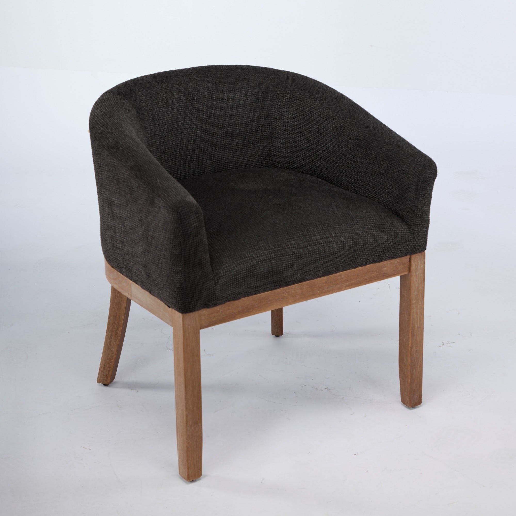 Mid Century Modern Upholstered Barrel Dining Chairs with Arms,Farmhouse Linen Kitchen & Dining Room Chairs with Natural Hardwood Frame, 19' W Accent Chairs,Single Pack,Charcoal Gray,SW1891BK - Grand Goldman Shop