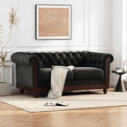 VIVALUX Chesterfield Velvet Loveseat Sofa, 2-Person Rolled Arm Upholstered Couch, Black, Pine Wood Frame, 59.44' - Grand Goldman Shop