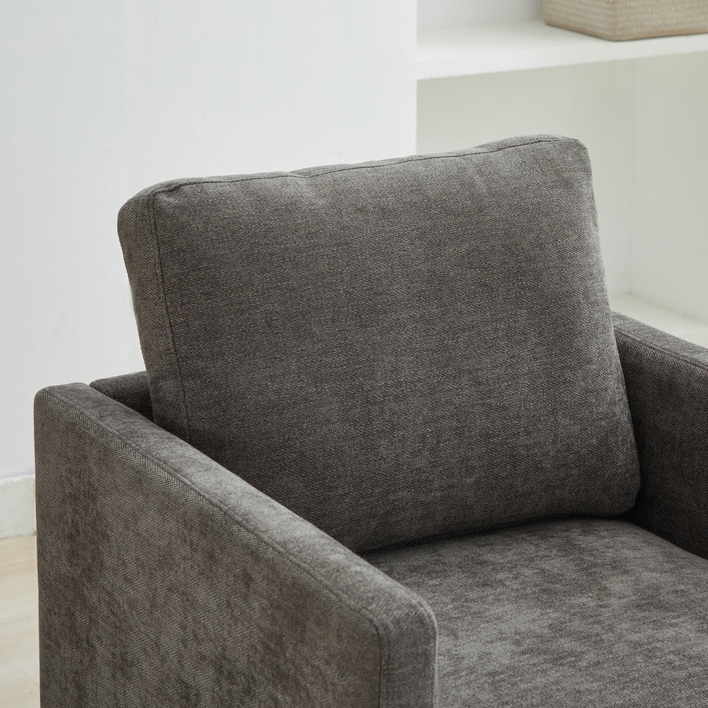 Modern Square Upholstered Swivel Accent Chair with Chenille Fabric, Charcoal, 30.7'W - Grand Goldman Shop