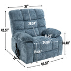 Lift Recliner Chair Heat Massage Dual Motor Infinite Position Up to 350 LBS Large Electric Power Lift Recliners with Power-Remote, Medium-firm and Heavy duty, Blue - Grand Goldman Shop