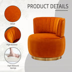 360 Degree Swivel Cuddle Barrel Accent Sofa Chair, Fluffy Velvet Round Armchair, Orange, 25.20'' x 25.59'' x 26.38'' - Grand Goldman Shop