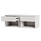set of 2 nightstand with Modern Wall-Mounted Drawer Cabinet: Open Shelf, 3-Stage Rails, Carved Design, Anti-Wobble, DIY, for Bedroom/Living Room/Office - Grand Goldman Shop