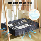 Sturdy Under Bed Shoe Storage Organizer, Set of 2, 32 Compartments, Underbed Shoes Closet Storage Solution with Clear Window, Breathable, L31.5'x W23.6'x H5.9', Black - Grand Goldman Shop
