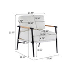 Modern Accent Chair with Plush Cushions, Metal Frame, Wooden Armrest - Cozy Seating for Living Room, Bedroom, Office - Grand Goldman Shop