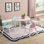 Children's White Panel Table with 4 Chairs Set, Multi-Functional MDF Design - Grand Goldman
