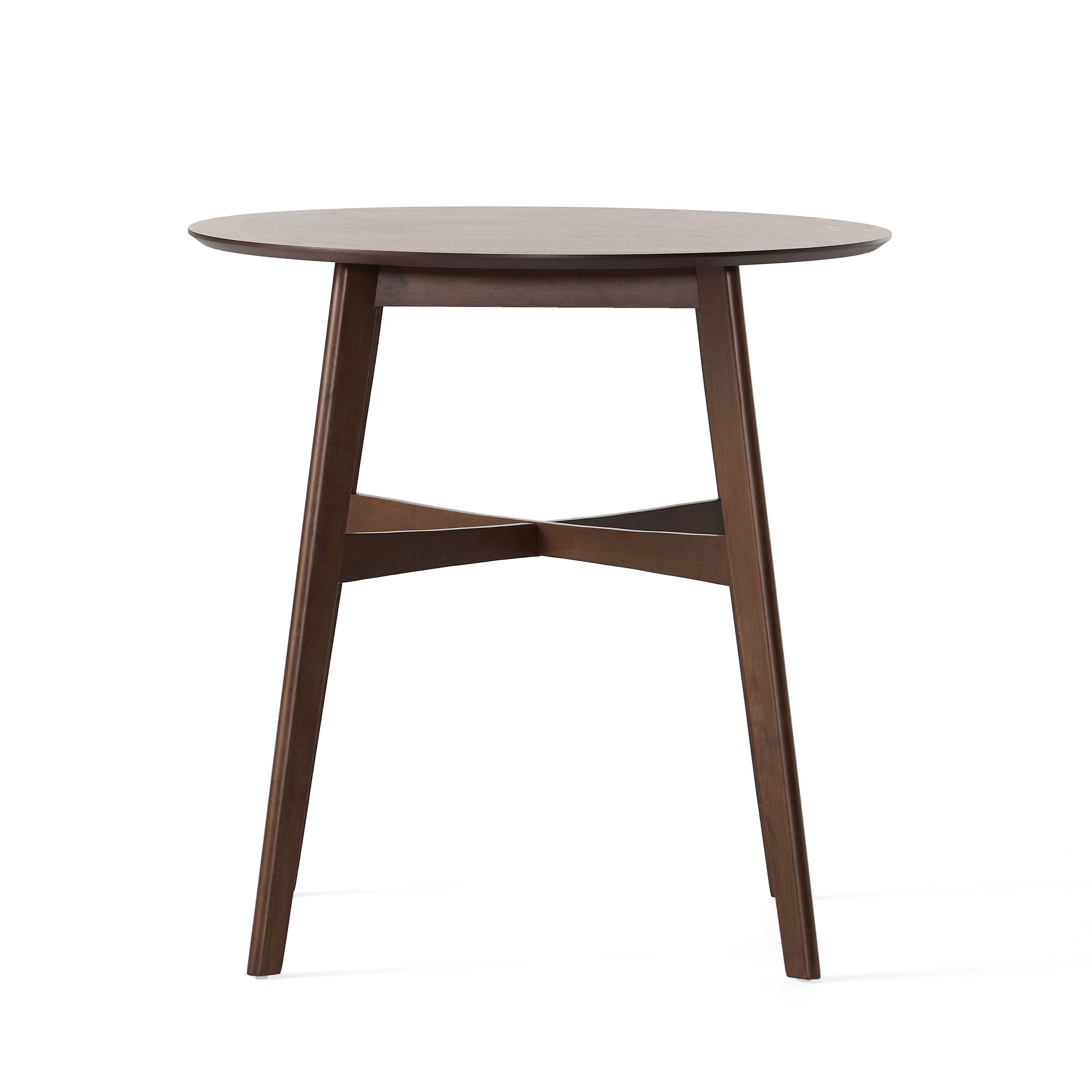 Round Counter Height Dining Table with Thick Rubberwood Legs and Support Beams, Walnut - Grand Goldman Shop
