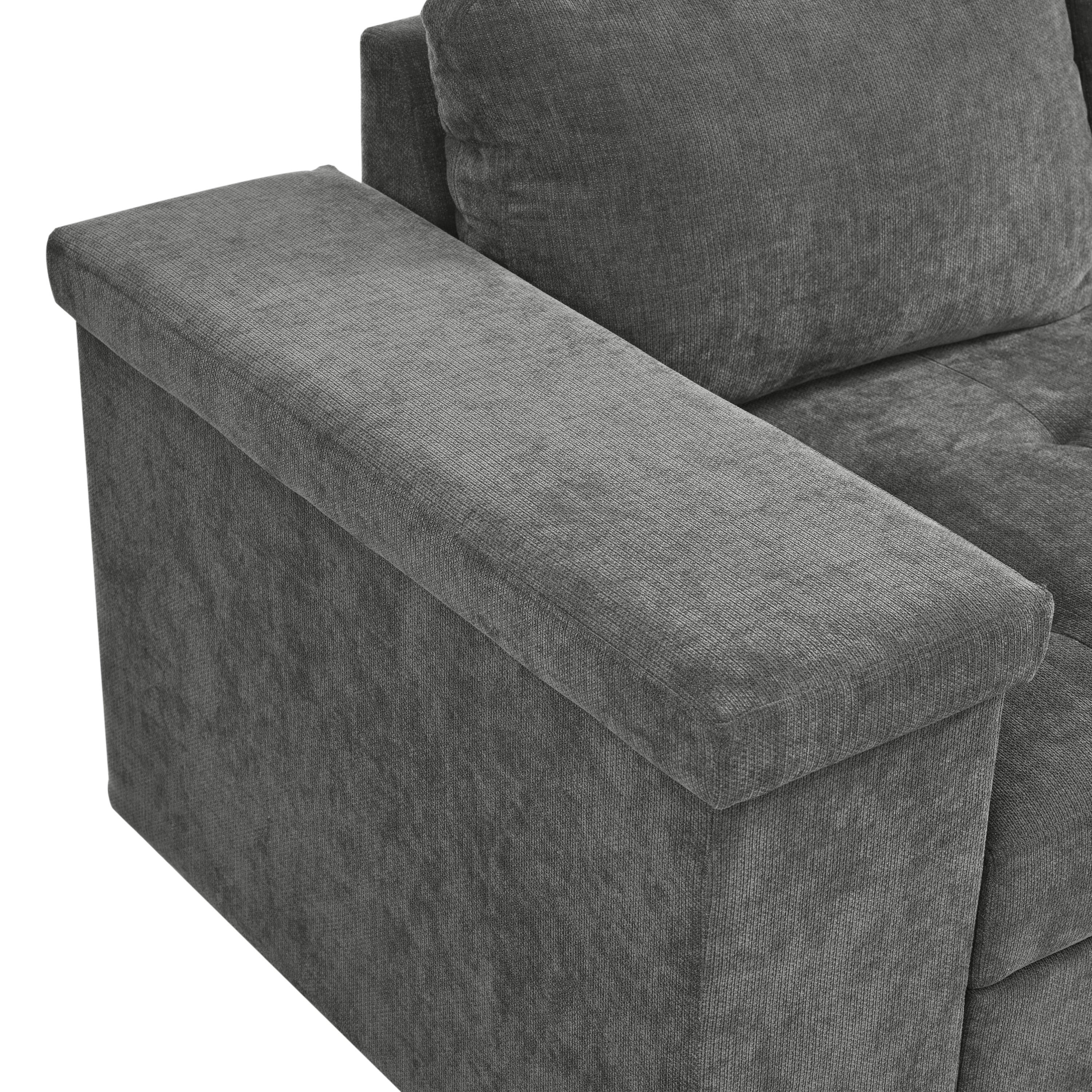 Mirod 91.5-Inch L Shaped Couch with Pull Out Bed and Storage Sectional Sleeper Sofa with Hidden Storage , Wide Armrest with storage,for Living Room, Apartment, Bedroom, Office - Grand Goldman Shop