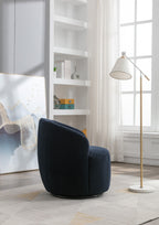 Teddy Fabric Swivel Accent Armchair Barrel Chair With Black Powder Coating Metal Ring,Dark Blue - Grand Goldman Shop