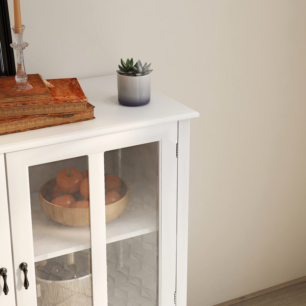 Buffet storage cabinet with double glass doors and unique bell handle - Grand Goldman Shop