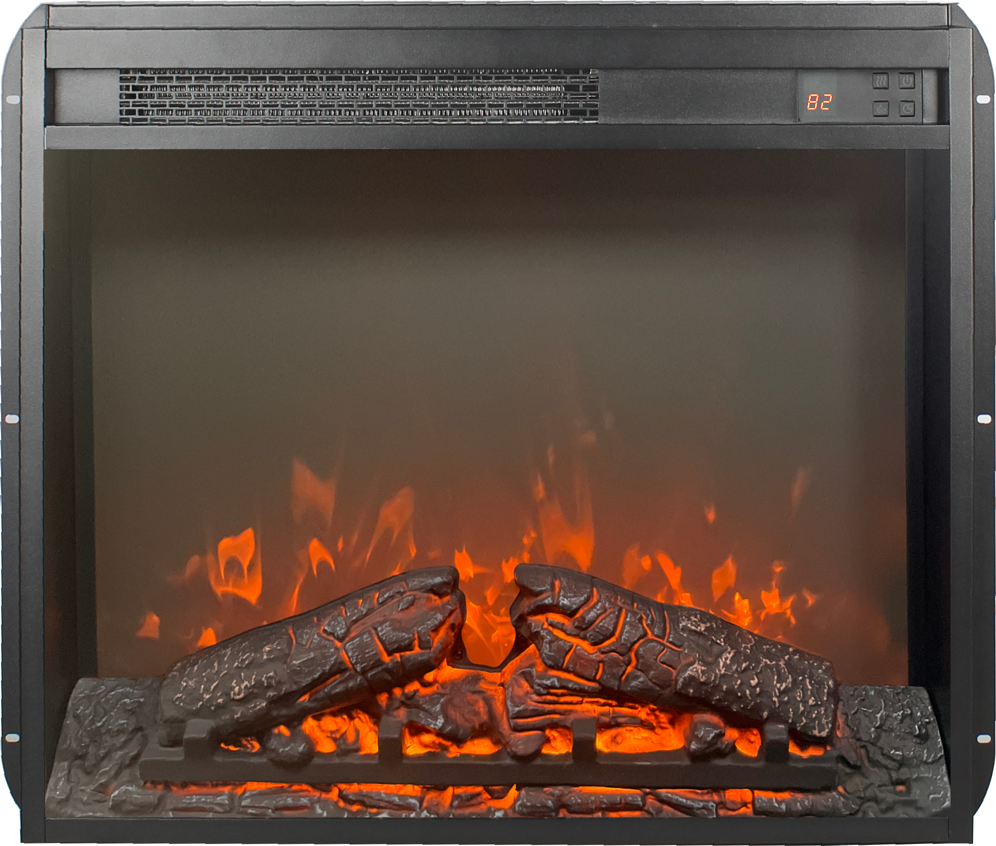 23 inch electric fireplace insert, ultra thin heater with log set & realistic flame, remote control with timer, overheating protection - Grand Goldman Shop