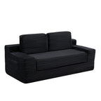Corduroy Cloud Double Sofa, 2-in-1 Convertible Sofa Bed, Comfortable Boneless Double Sofa, Suitable for Living Room, Apartment, Small Space Black - Grand Goldman Shop