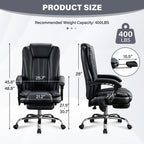 Massage Office Chair with Heat and 6 Vibration Points,Executive Office Chair with Foot Rest and Padded Armrests,Reclining Bac