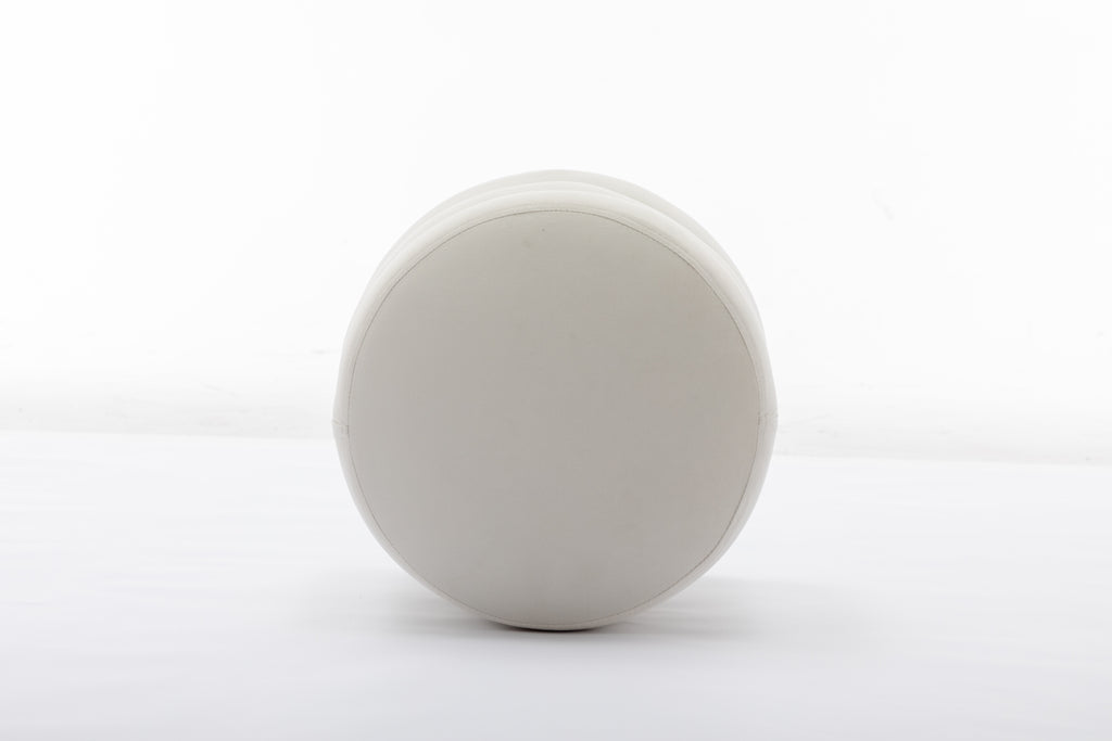 006-Soft Velvet  Round Ottoman Footrest Stool,Ivory - Grand Goldman Shop
