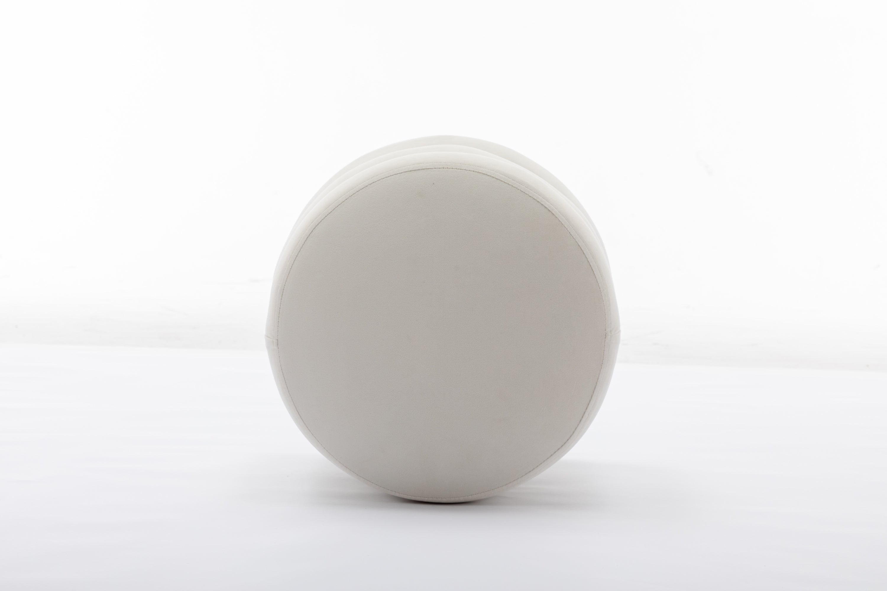 006-Soft Velvet  Round Ottoman Footrest Stool,Ivory - Grand Goldman Shop