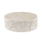 35.43''Fiberglass Round Center Coffee Table for Living Room Vintage Table,Imitation Stone Table front of the Sofa,Modern Design Coffee Table for Office,Apartment,No Need Assembly - Grand Goldman Shop