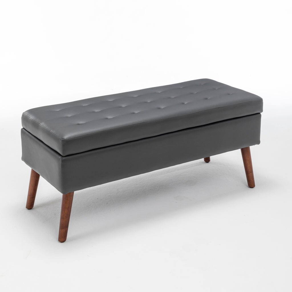 Storage Bench with Storage Bench for Bedroom End of Bed Bench Foot of Bed Bench Entryway Bench Storage Ottoman Bench 43.3' W x 17.7' Dark Grey Leather Bench - Grand Goldman Shop