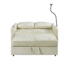Modern 53.9' Loveseat Pull-out Sofa Bed with Adjustable Backrest, Cup Holders, Charging Ports & Side Storage in Beige Chenille - Grand Goldman Shop