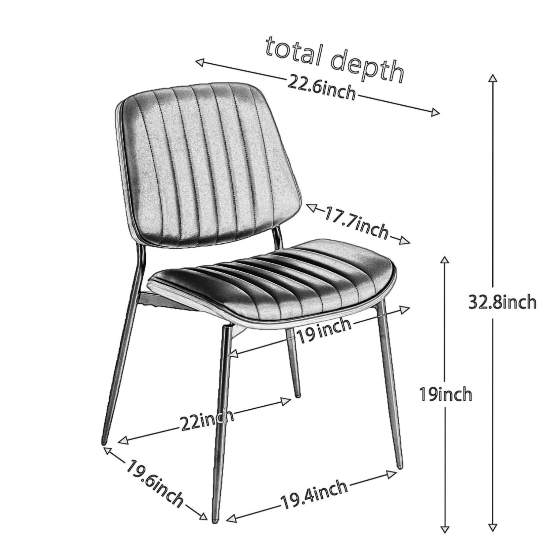 A&A Furniture, Dining Chairs Set of 2 Mid Century Modern Retro Faux Leather Chair with Walnut Bentwood Back Upholstered Seat Metal Legs Adjustable Foot for Kitchen Dining Room Chairs(Black PU) - Grand Goldman Shop