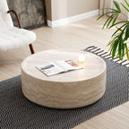 35.43'' Faux MARS Pattern Coffee Tables for Living Room Round Tea Faux Travertine Textured  table for Living Room, No Need Assembly. - Grand Goldman Shop