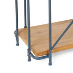 Yorktown Industrial 5-Shelf Bookcase with Metal Pipework and Solid Fir in Natural Finish - Grand Goldman Shop