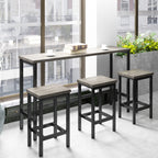 TOPMAX Counter Height Extra Long Dining Table Set with 3 Stools Pub Kitchen Set Side Table with Footrest, Gray - Grand Goldman Shop