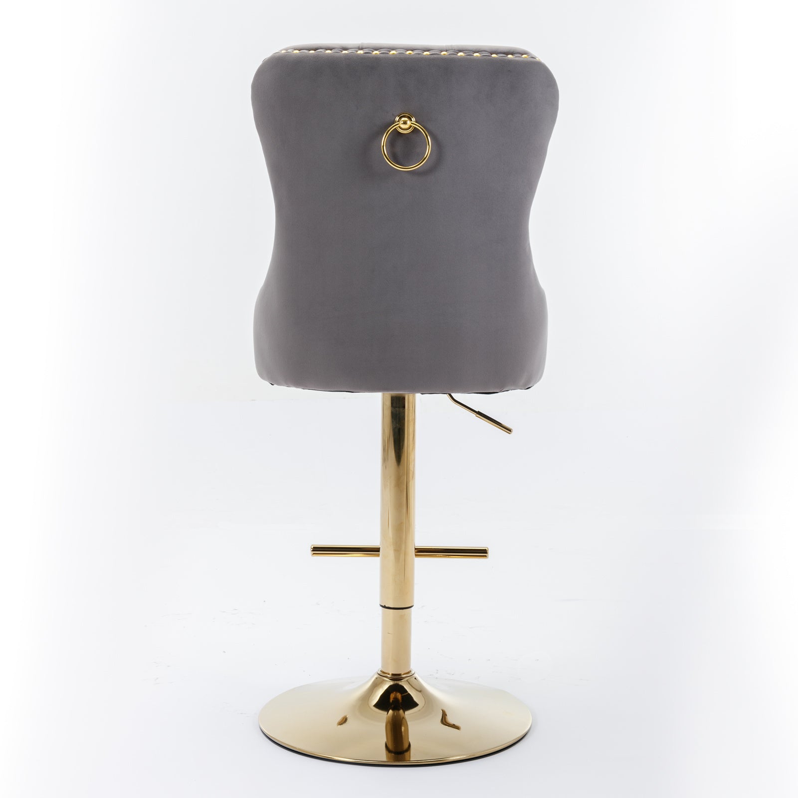 A&A Furniture Modern Upholstered Velvet Bar Stools with Adjustable Swivel Seat Height in Gray, Set of 2 - Grand Goldman Shop