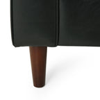 Sophisticated Faux Leather Club Chair with Birch Wood Legs in Black, 44.75 x 33.25 x 33.50 inches - Grand Goldman Shop