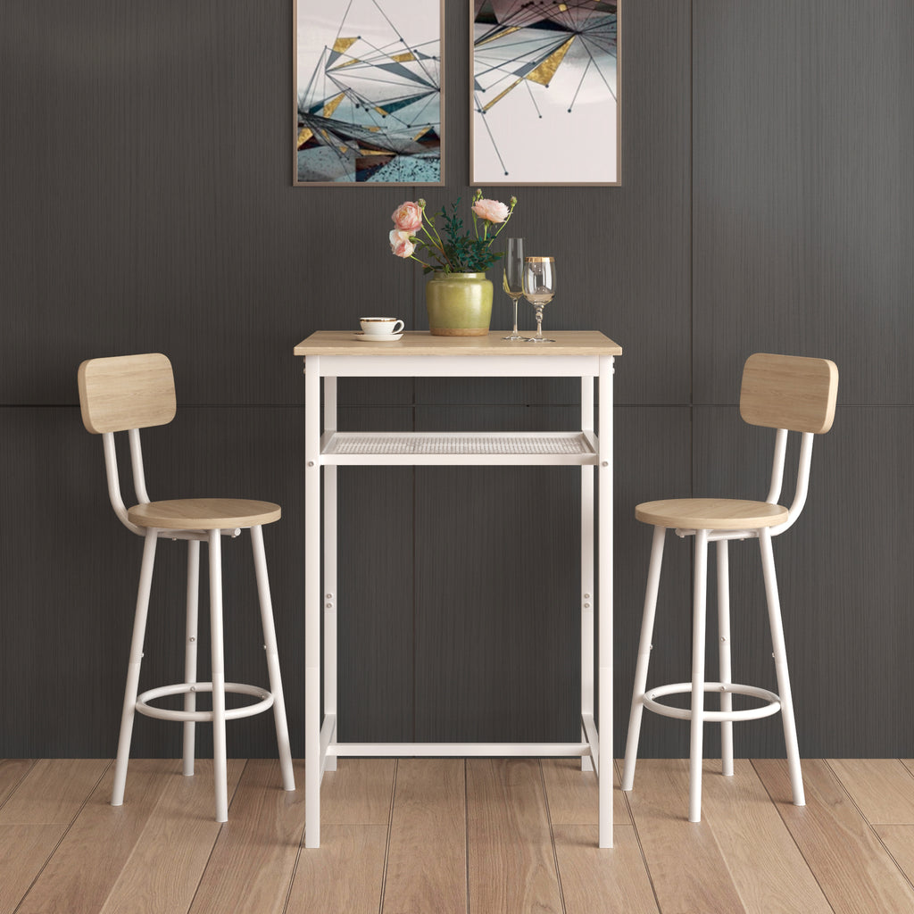 Bar table, equipped with 2 bar stools , with backrest and partition (beige) - Grand Goldman Shop