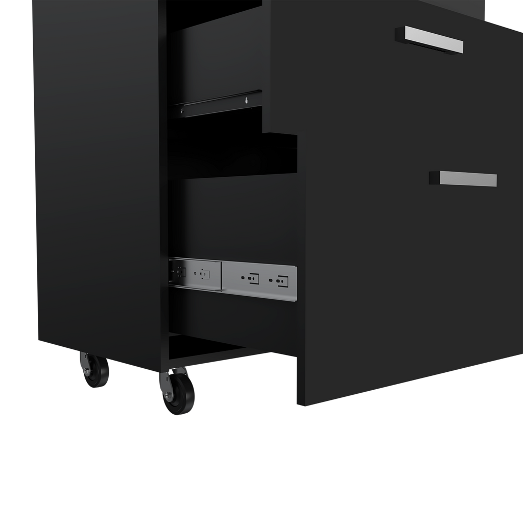 3 Drawers Storage Cabinet with Casters Lions Office, Black Wengue Finish - Grand Goldman